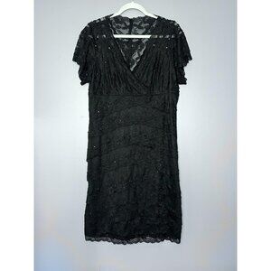 Blu Sage Dress Womens 16W Black Lace Sheath Beaded Cocktail Whimsigoth Glam